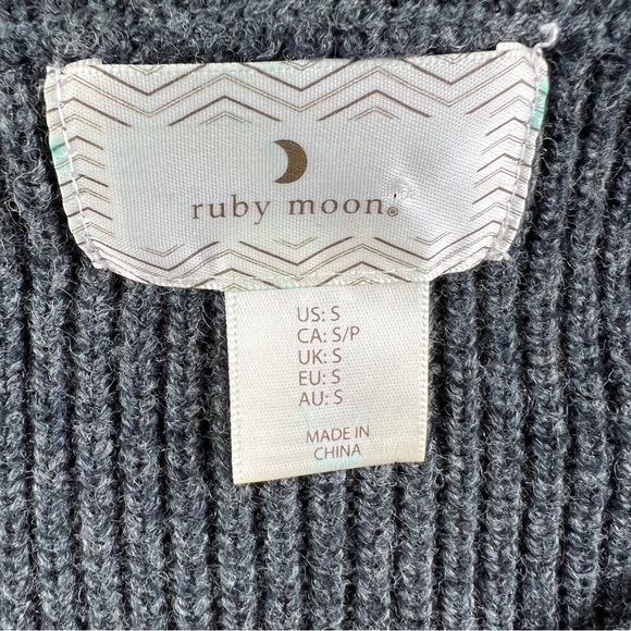 Charcoal Gray Choker Collar Sweater Open Elbows V-Neck Wool Blend Small - Picture 10 of 11